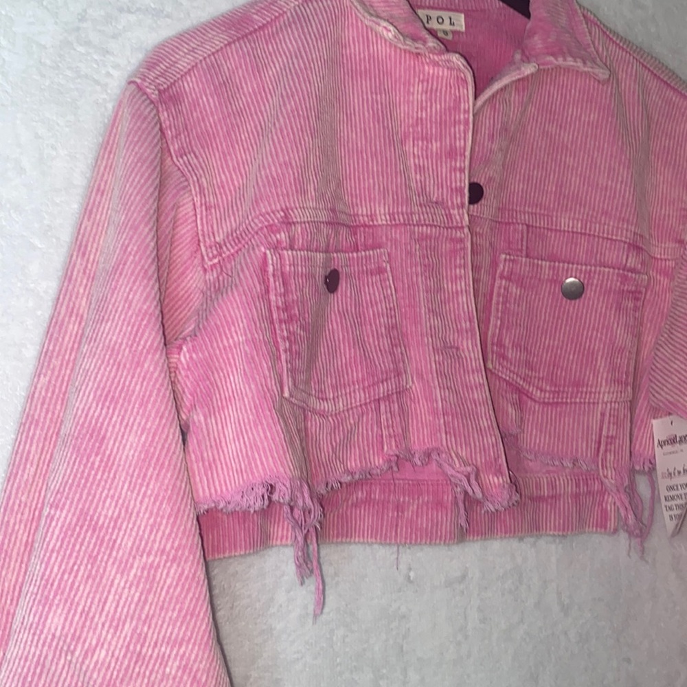 Hot Pink POL Vintage Barbie Pink Corduroy Jacket with Raw Hem Size Small - Picture 7 of 16